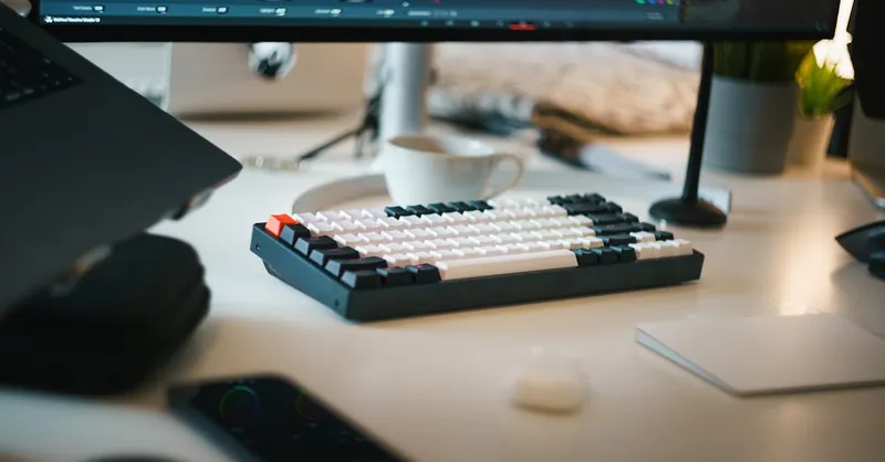 A professional digital workspace featuring studio equipment for video editing.